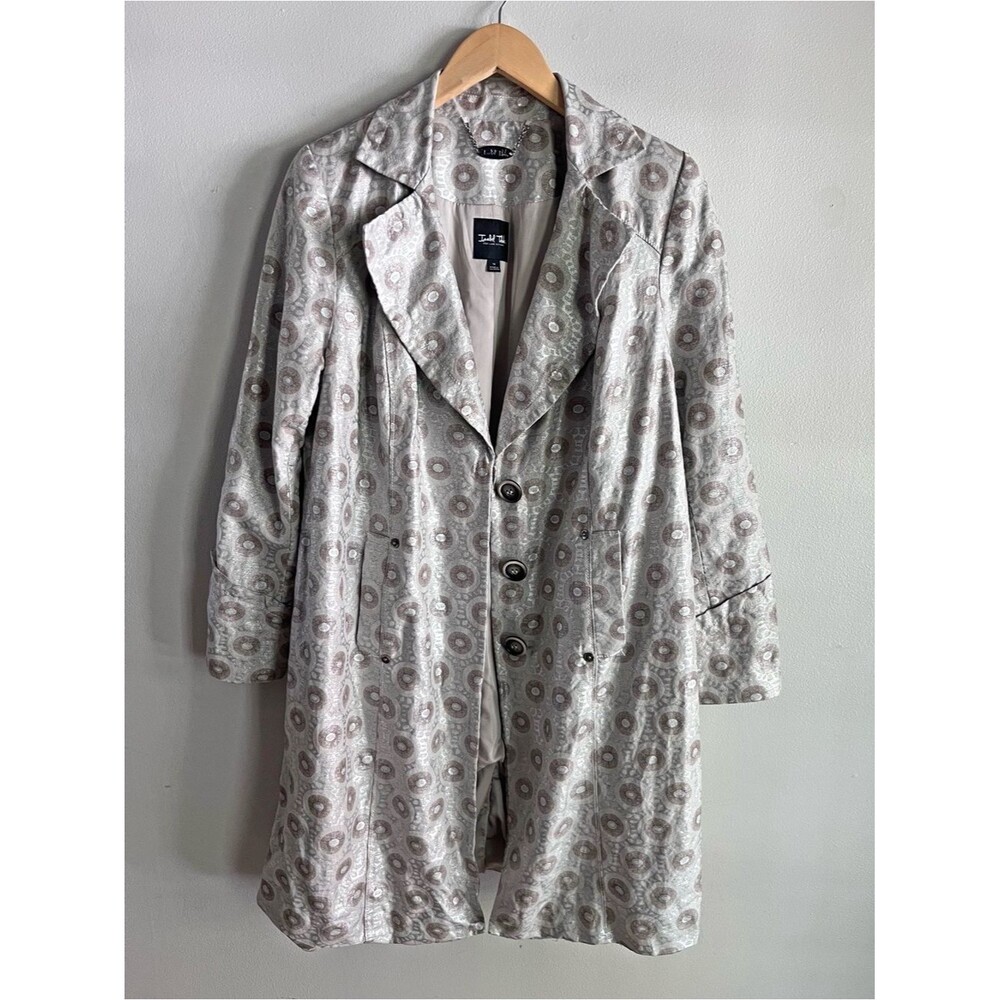 Isabel Toledo Lane Bryant Linen Blend Coat Jacket Neutral Print 14 Chic